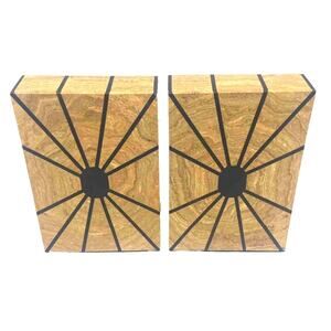 RARE Vtg Eugenio Tavola By Oggetti Mid Century Modern Bookends READ Wood Grain